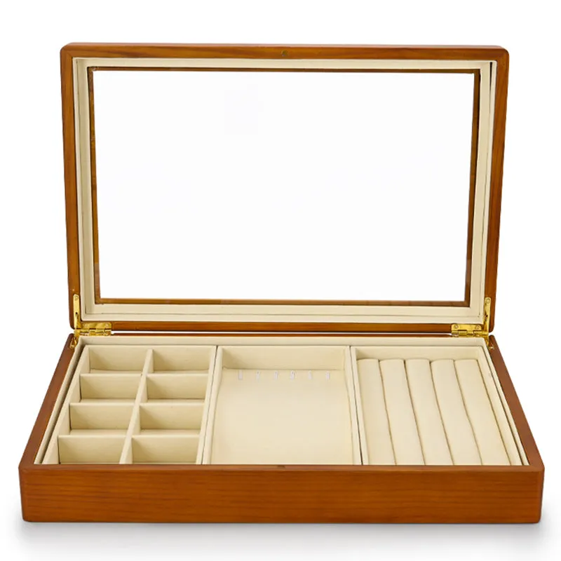 Solid Wood Jewelry Storage Case With Transparent Lid X039