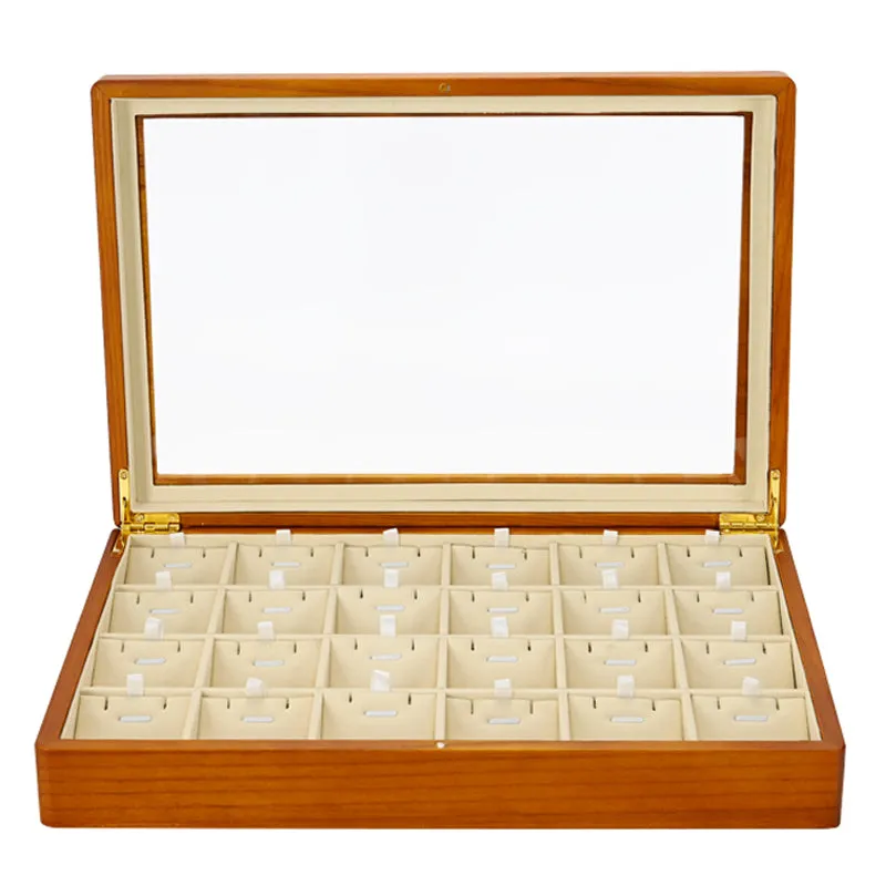 Solid Wood Jewelry Storage Case With Transparent Lid X039