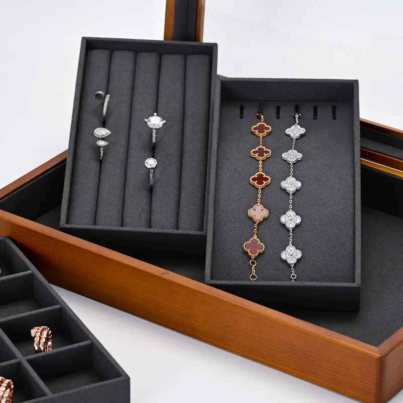 Solid Wood Jewelry Storage Case With Transparent Lid X039