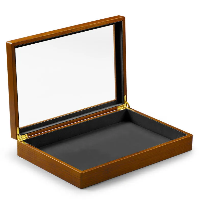 Solid Wood Large Capacity Jewelry Case With Transparent Lid X024