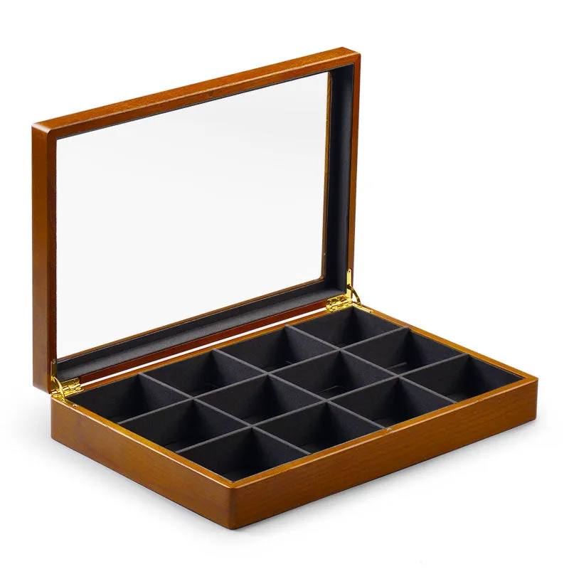 Solid Wood Large Capacity Jewelry Case With Transparent Lid X024