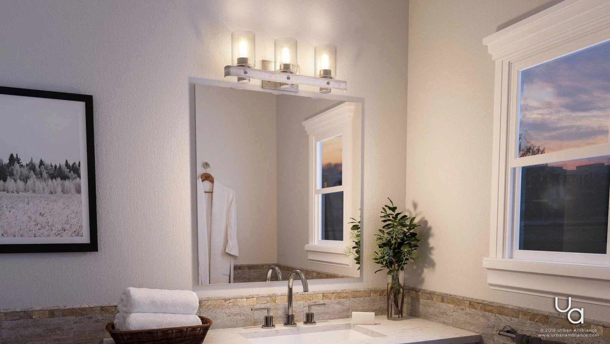 UHP2485 Modern Farmhouse Bath Fixture, 8-1/2"H x 24"W, Galvanized Steel Finish, Adelaide Collection