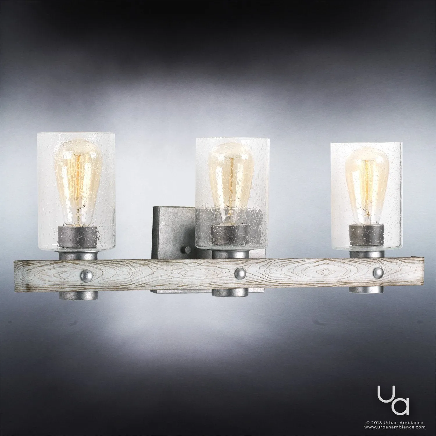 UHP2485 Modern Farmhouse Bath Fixture, 8-1/2"H x 24"W, Galvanized Steel Finish, Adelaide Collection