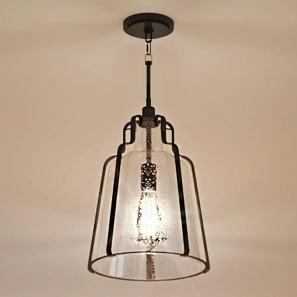 UQL3600 Luxe Industrial Pendant Light, 16.75"H x 12.5"W, Antique Black Finish, Yakima Collection