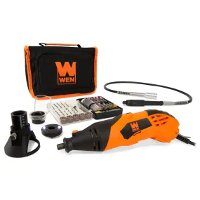 WEN 23114 1.4-Amp High-Powered Variable Speed Rotary Tool with Cutting Guide, LED Collar, 100  Accessories, Carrying Case and Flex Shaft