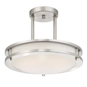 Westinghouse 6400900 11 7/8 Inch LED Semi-Flush Brushed Nickel Finish with White Acrylic Shade - Dimmable